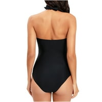 Skromni kupaći kostimi za žene Dame kupaći kostimi Bikinis Cross-Back Retro Black XL