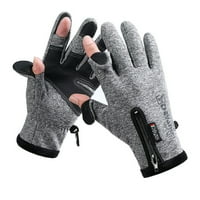 Biciklističke rukavice otporne na parove, toplo runo patentni zatvarač Dvostruki dodirni ekran 2-rezane prste rukavice za vanjsku hranu