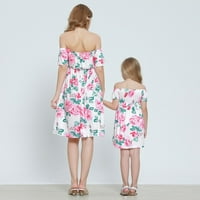 Aoujea Ljetna haljina za žene plus veličine Majka i kćer Ženska rubf cvjetna print haljina Porodična odjeća