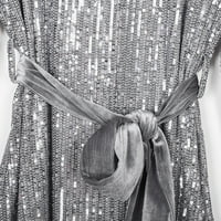 Lopecy-Sta ženski seksi okrugli izrez s dugim rukavima na dugim rukavima haljina haljina modne radove čišćenje vjenčanih gost haljina za žene večernje haljine za žene elegantno srebro