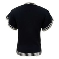 Ženski džemperi padaju okrugli vrat kratkih rukava čipka neregularna tanka fit casual pune majica s