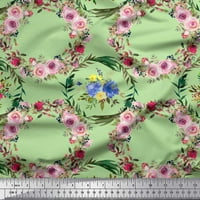 Soimoi Zelena pamučna proizvodna tkanina cvjetna vijenac cvijet dekor tkanina otiskala je BTY Wide