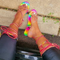 Sandale Žene Žene Ženske Bling Bling Rainbow Crystal Cross Strap Sandale Ležerne prilike Cracy Up cipele