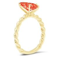 2. CT sjajan markizni rez simulirani crveni dijamant 14k žuti zlatni pasijans prsten sz 3.5