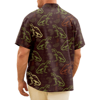 Muške kratke rukave Havajska majica Dinosaur Print Tropical Casual gumb dolje Aloha košulje za dječake, kafu, veličine M-8XL