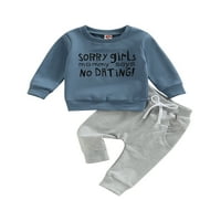 Jaweiwi Toddler Baby Setfets Set, slovo s dugim rukavima Ispis pulover i džepne hlače, veličine godine