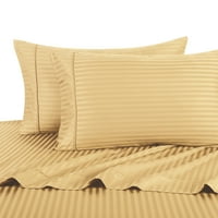 pamučni savenični krevet set navoja broja Damask prugasti - podijeljeni kralj-zlato