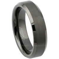 Vjenčani prsten Tungsten - opseg za muške i žene Gunmetal IP Tungsten prsten - Bevered Edge Tungsten