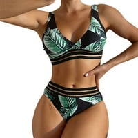 Zuwimk bikini setovi za žene, ženski visokokvalificirani falbala bikini set zelena, xl