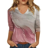 Ljetne ženske košulje Ženska moda Svakodnevno sve povremene majice s sedam točaka s V-izrezom Top Pink XXL