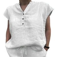 Voguele majica za žene Majica u boji u boji V izrez Tee Dailyer Tunnic Bluza Modni pulover crni 3xl