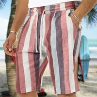 Muške hlače muškarci Čvrsti povremeni elastični struk Stripe Pocket hlače na plaži Hlače crvene 12