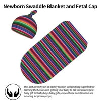 Novel šarene meksičke pokrivače beba za bebe beba Blaket mekana rastezljiva vreća za spavanje sa Beanie