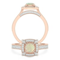 Carat 10k Rose Gold Opal i Diamond Vintage Halo Angažman prsten za žene - idealan zaručni prsten ili