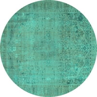 Ahgly Company Machine Persible Zaokreni krug perzijskih tirkiznih plavih tradicionalnih prostirki, 7 'krug
