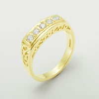 Britanci napravio je 10k žuto zlato prirodni dijamantni ženski prsten - Opcije veličine - Veličina 9.5