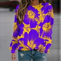 Žene dugih rukava Ležerne majice Vintage Cvijeće Štamparija Tisak duksera Crewneck Fall Tops Tunic Lagani