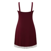 FESFESFES Ljetne haljine za žene nisko rezanje Ležerne haljine čipke Edge V-izrez Čvrsta cisterna boja