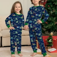 Sdjma roditelj-dijete toplo božićno odijelo šivanje dinosaura Ispis kućne odjeće Pajamas pantalone s dugim rukavima dvodijelni set