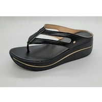 Crne potpetica velike veličine nagibne pete platforme sandale za žene Ljetne šuplje flip flops sandale