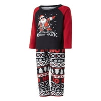 Gureui Božićni Porodični set Pajamas, Ležerne crtane crtane Santa Claus Okrugli izrez Dugih rukava Majica