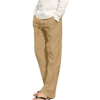 Duks žene, ženske ležerne ljetne hlače pamučne posteljine elastične struine pantalone za ispis plaže obrezane hlače žuto