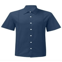 Welliumiy Muške ljetne košulje rever na vratu Dugme Down majica Casual Beach Majica Navy Blue M