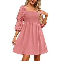 WAVSUF midi haljine za žene bez kaiševa bez struka bez rukava sa puškom rukom Ljeto i jeseni mini ružičasta haljina veličine m