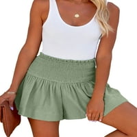 Sanviglor Ženske kratke vruće hlače Elastična struka Ljeto Plažni kratke hlače Bermuda Mini pant na Havajima Dno Kuća za odmor Khaki M