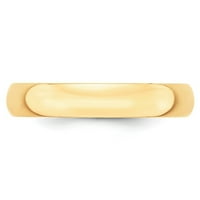 14K žuto zlato Čvrsto polirano ugravirano lagano LTW polukružna veličina benda 13. Prsten nakit pokloni