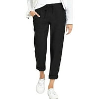 FVWitlyh pantalone za ženske hlače Ležerne prilike plus veličine Ženske pantalone Čvrsti džep za struk