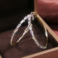 Lroplie Stud naušnice za žene djevojke velike obruče krug rhinestone tanki vingl zlatni srebrni elegantni rinestoni vjenčani dodaci nakit pokloni