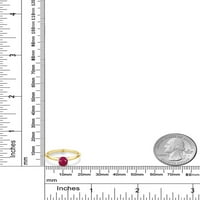 Gem Stone King 1. CT ovalni crveni ruby ​​10k žuti zlatni prsten sa prstenom bijelog zlata