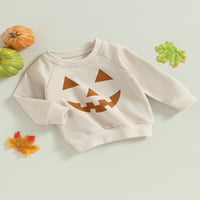 LICUPIEE HALLOWEEN dukseri za Toddler Baby Boys Girls dugih rukava Crewneck Pumpkin Print pulover vrhove