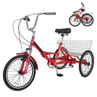 Sklopivi za odrasle tricikl 7-stepeni, 20 Kružni bicikl za tri kotača sa košarom, sklopivi tricikl za žene, muškarce, starije osobe, sklopite tricikl odraslih