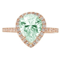 2.38ct kruška zelena simulirana dijamanta 14k ružičasta ruža zlatna gravirajući egraviranje godišnjice Angažovanje vjenčanog halo prstena 10,25