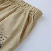 Pantalone za žene ženske tiskare casual labave hlače sa džepovima elastične visoke struke papirke hlače
