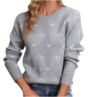 Džemper za žene - V izrezano pulover dugih rukava slobodno vrijeme TOP DROP rame Leisure Top Comfy Topli pleteni džemper vrhovi sive s