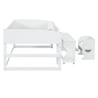 Drveni dječji potkrovni krevet s valjanjem prenosnog stola i stolice, višestrukim funkcijama, potkrovlje