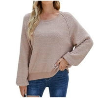 Viikei džemperi za žene plus veličine prevelizirani džemperi za žene Ležerne prilike, punjenja dugih rukava sa dugim rukavima