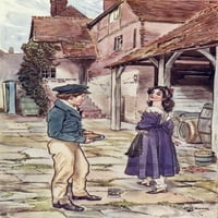 Pip i Estella. FRONTIPISPIES H.M. Brock iz knjige Velika očekivanja od Charlesa Dickensa. Print plakata