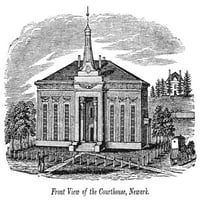 Newark: Sudnica, 1844. NCourthouse u Newarku, New Jersey. Graviranje drveta, 1844. Print poster by