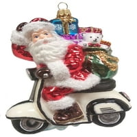 Santa Claus vožnja bijelim skuterom poljskim staklenim ukrašavanjem ukrasa