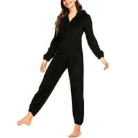 Douhoow Women Plish Romper Topla zima Pajamas za spavanje s kapuljačom sa zatvaračem