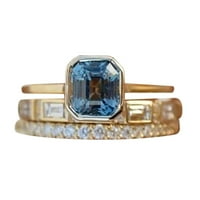 SKPBlutn prstenovi za žene djevojke sposobne kreativni trodijelni pozlaćeni otvor morskih plavih kristalnih