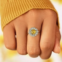 Duhgbne Sunflower izjava za prsten sa kubnim cirkonskim prugama za žene djevojke