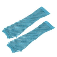 Guvpev Novo ženska modna modna duga dugačka mrežaste rukavice bez rukava za zabavu - Sky Blue Free Size