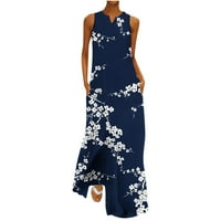 Žene Ležerne prilike cvjetno print Sandresses Trendy rukavac bez rukava V izrez Grafička majica haljina