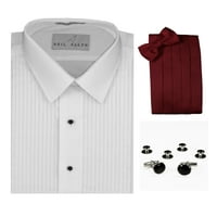 Lay-down ovratnik TUXEDO majica, Burgundija Cummerbund, kravata, manžetna, manžetna set
