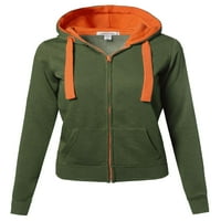 FashionFit ženska osnovna kontrastna boja zip-up hoodie